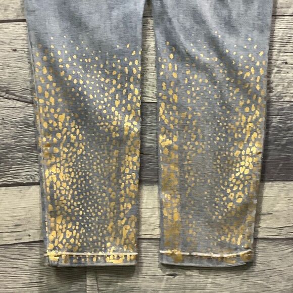 Denim 24/7 Womens Jeans sz 14W Light Wash Denim Gold Metallic Embellishment x28" - Picture 11 of 11